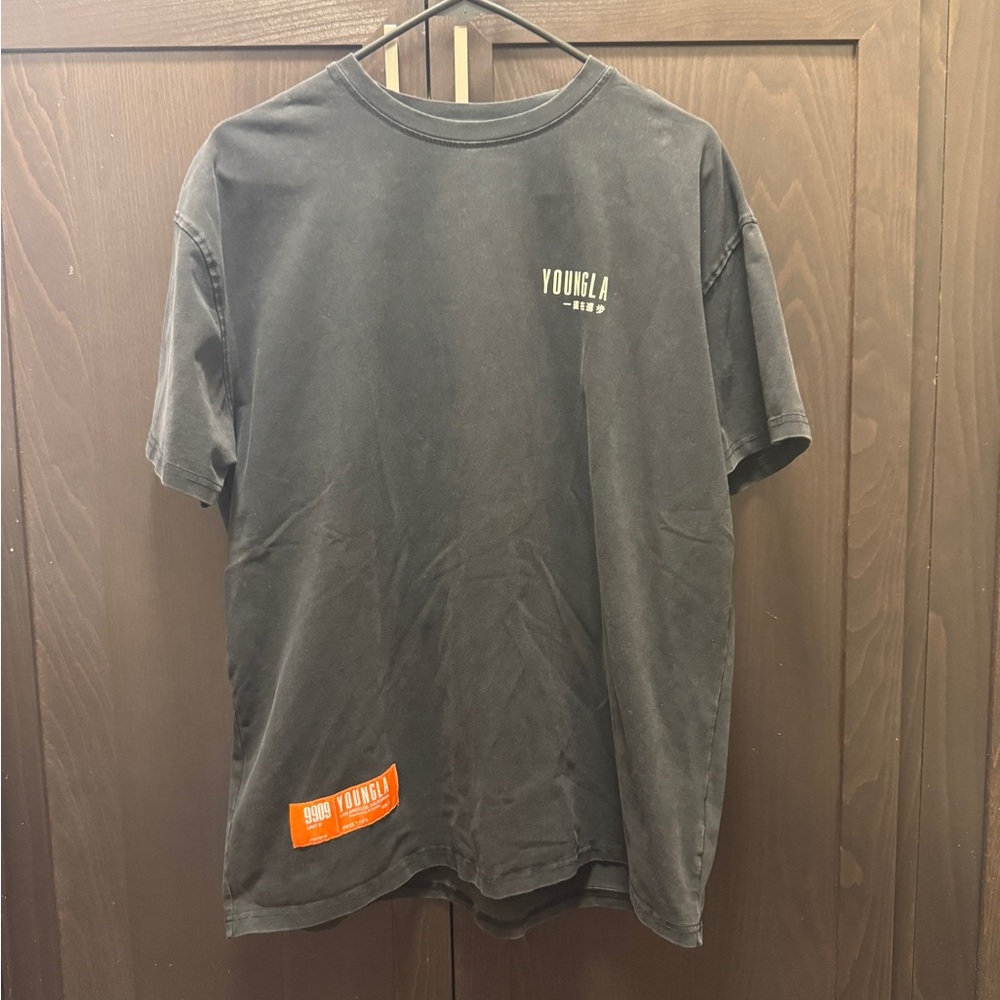 YoungLA Always Improving Washed Black Men's Boxy Crop Fit T-Shirt Pump Cover
